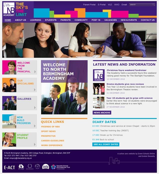 North Birmingham Academy website design
