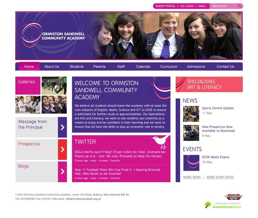Ormiston Academy website design
