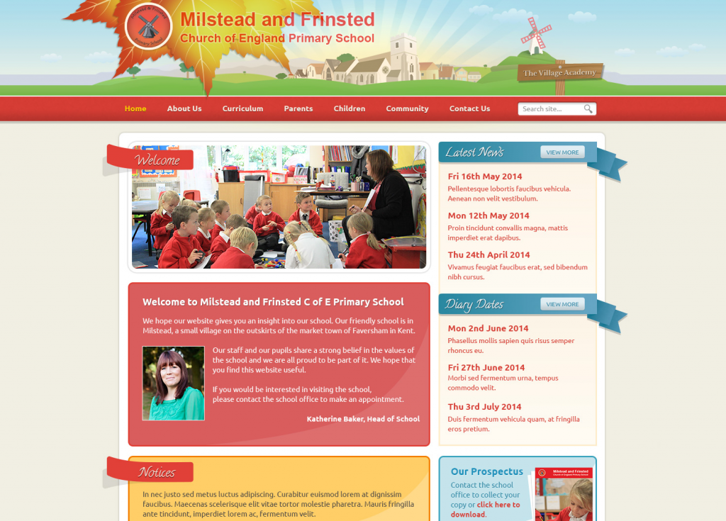 Milstead and Frinsted Primary Trust School Websites Design 2014 by Greenhouse School Websites